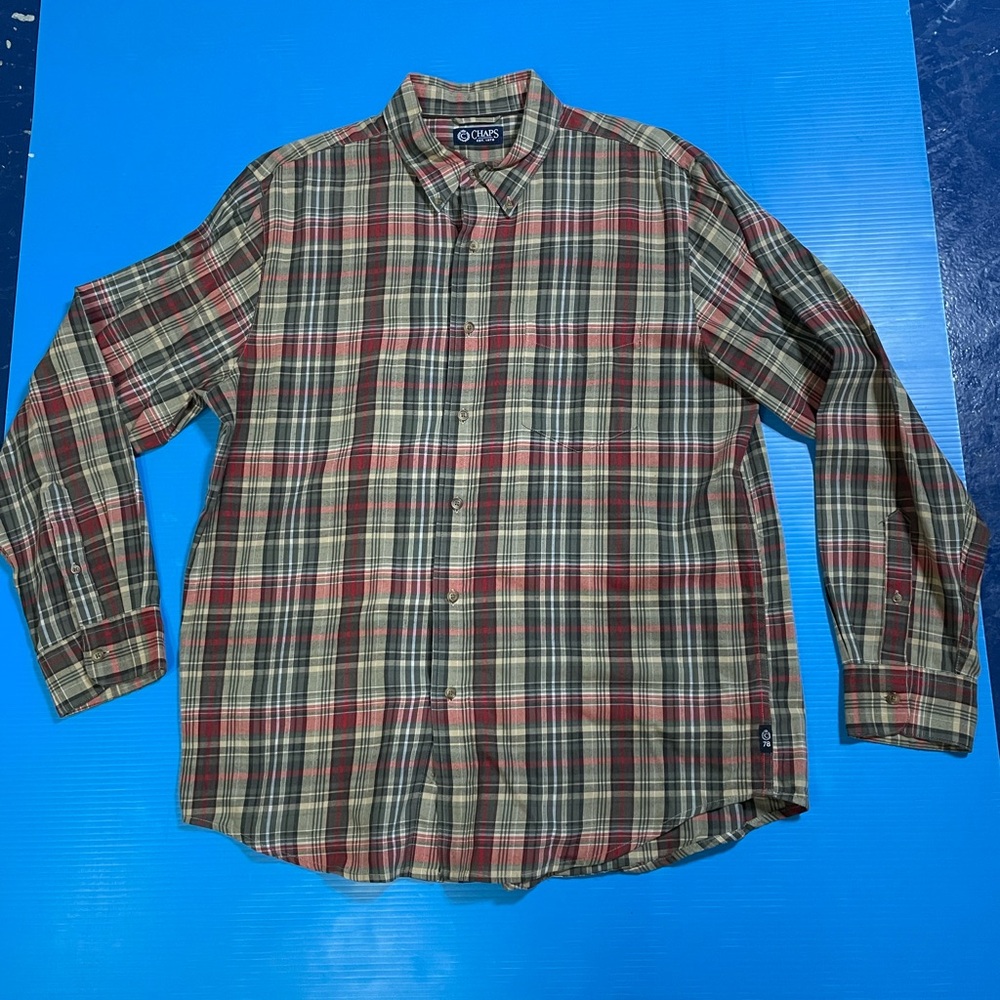 Chaps Men's Plaid‎ Shirt - Red and Green